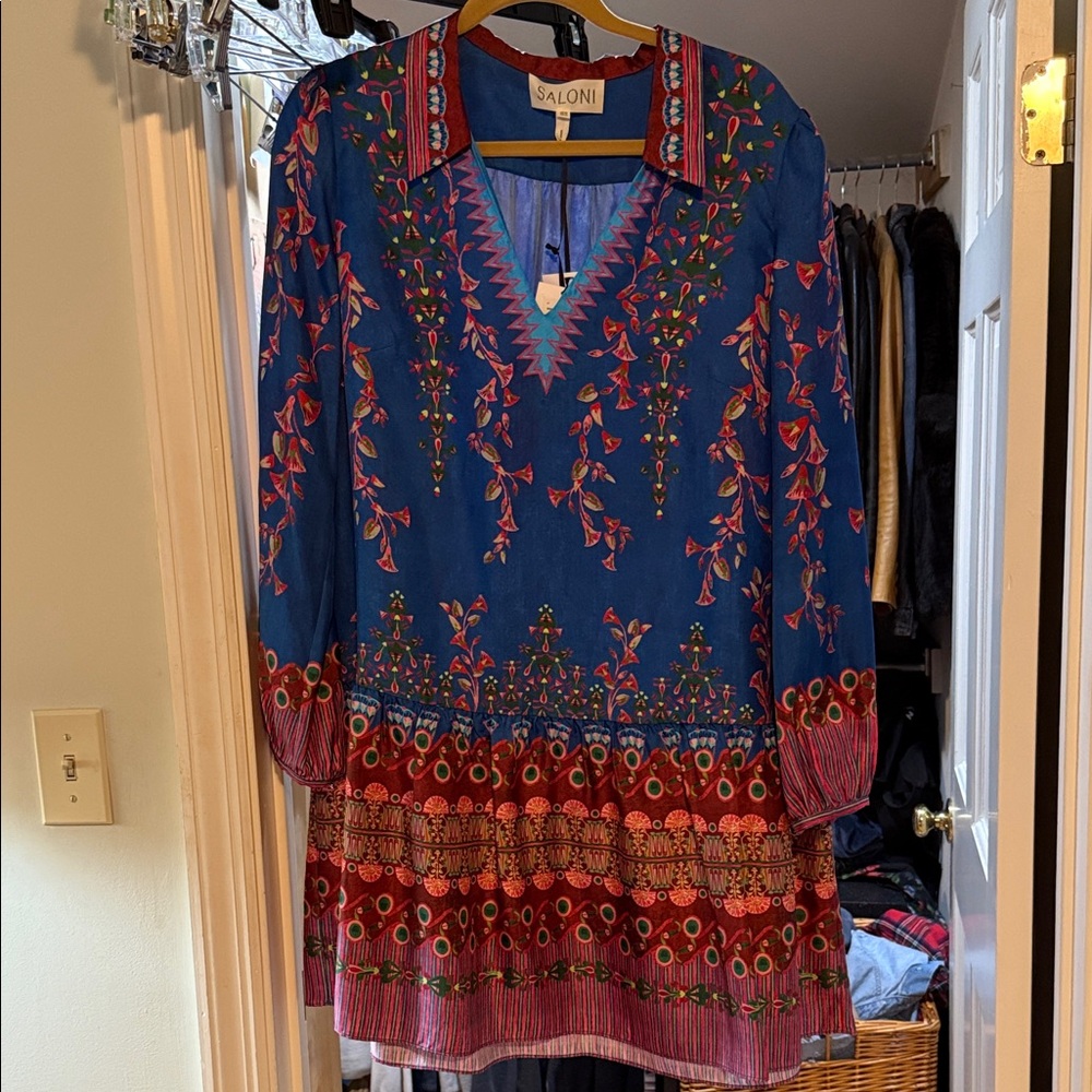 SALONI Blue and Red Dress